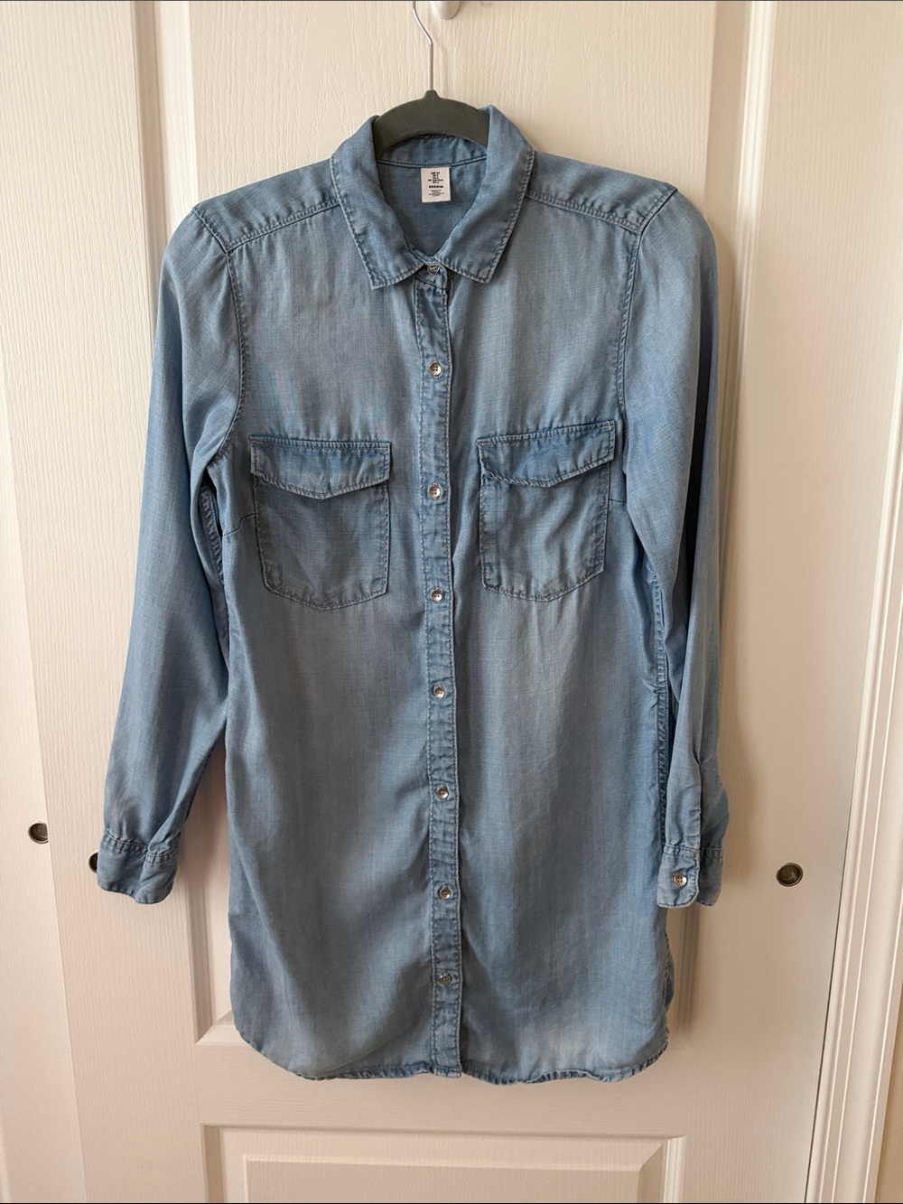 Light Blue Denim Shirt Dress - Unbranded
